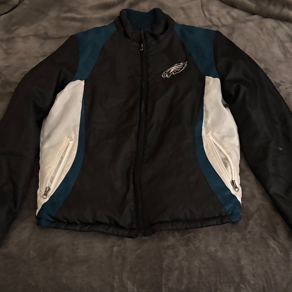 NFL Women's Black, White, and Teal Varsity Jacket